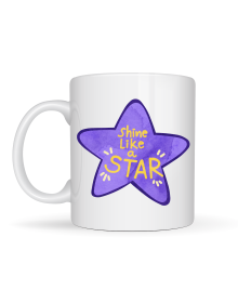Shine Like a Star – Purple Star Design Porcelain Mug with Motivational Message MODEL 122, Daily Use & Gift Cup