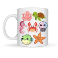 Cute Sea Creatures Patterned Porcelain Mug MODEL 118 – Octopus, Turtle, Crab and Starfish Coffee Cup Cute Sea Creatures Patterned Porcelain Mug MODEL 118 – Octopus, Turtle, Crab and Starfish Coffee Cup